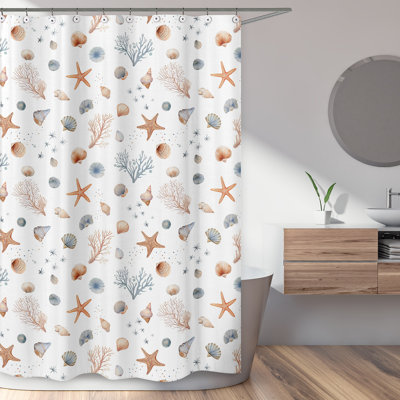 Ocean Seashells Single Shower Curtain