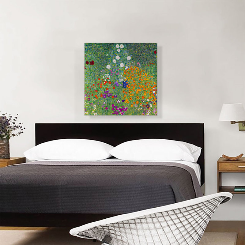 «Flower Garden 1907» par Gustav Klimt - reproduction d'art sur toile tendue, H 26 po x l 26 po x P 0,75 po
