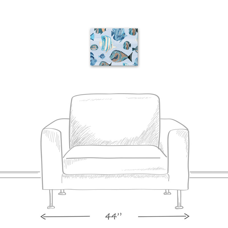 Aquarelle de poisson sur toile, H 11 po x l 14 po x P 1,25 po
