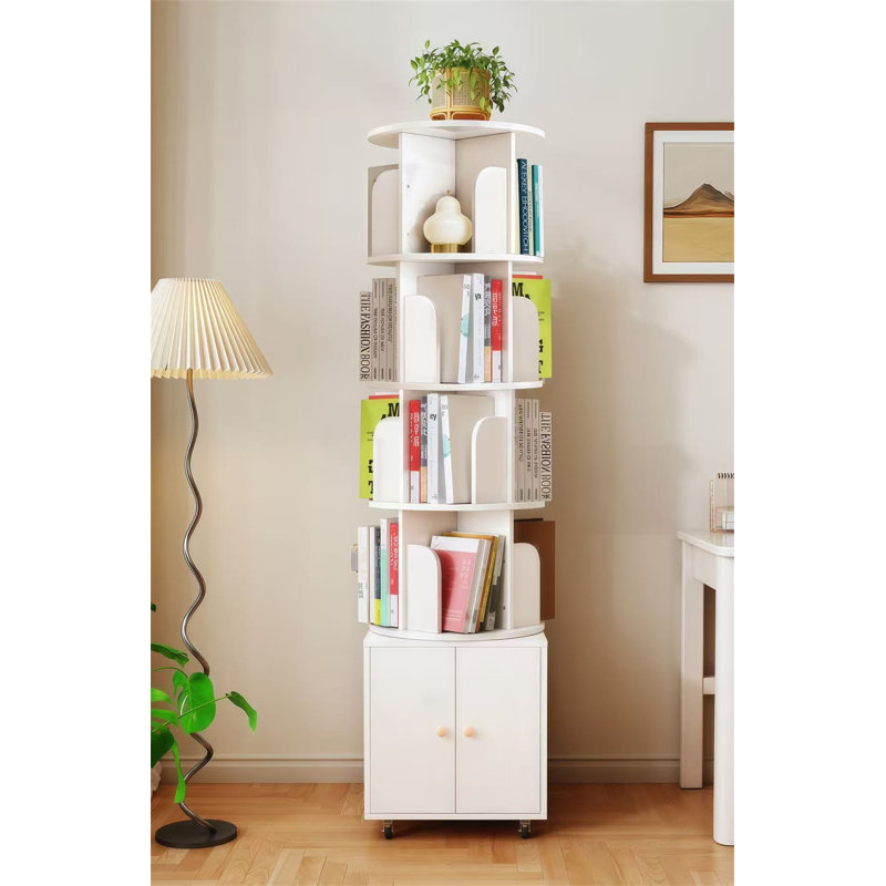 Bibliothèque rotative, (5 tablettes) H 68,89 po x l 18,11 po x P 18,11 po, Blanc