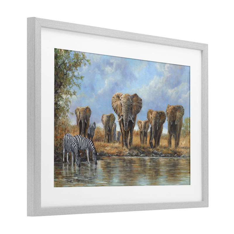 «Gathering Of Giants», reproduction encadrée sous verre, conception de David Stribble, H 17 po x l 23 po, Cadre de ferme gris