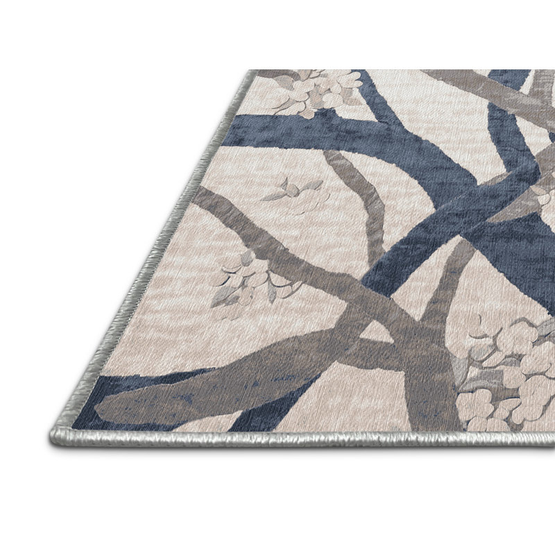 Machine Washable Beige Area Rug, Rectangle 4' x 6'