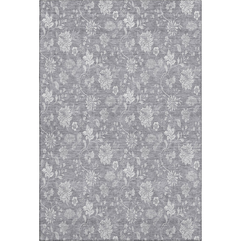 Premium Machine Washable Prisco Gray Rug, Rectangle 3' x 5'