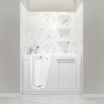 Ella Zen Acrylic Hydro Massage + Independent Foot Massage Walk in Tub 30"x60", Right Inward Swing Door, 2 Piece Faucet, Heated Seat and Back