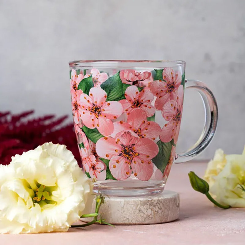 Sakura Glass Mugs 11.8 Fl Oz.