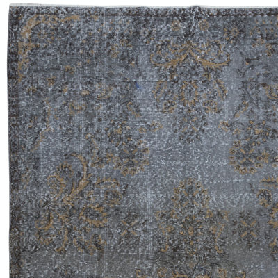 5.6x10 Ft Handmade Room Size Rug, Upcycled Turkish Carpet in Gray & Beige, Floor Covering