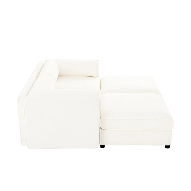 2 chenilles blanches avec rangement: choix ergonomique et tendance Tissu moderne et rangement: fonctionnel, Blanc