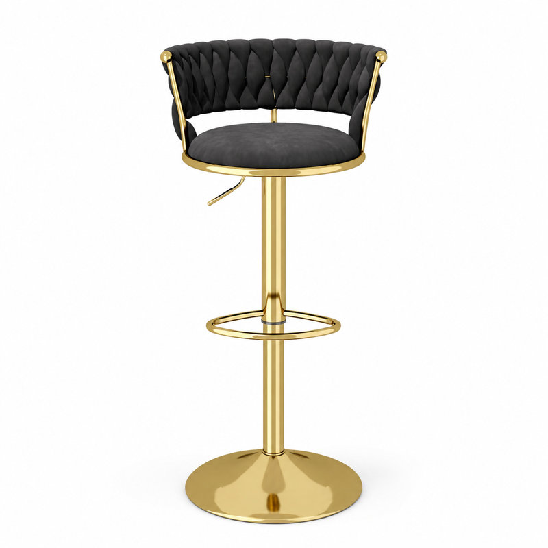 Tabouret tournant en velours, Noir