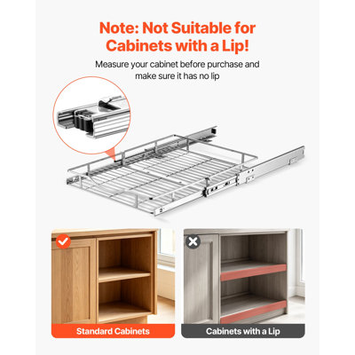 Pull Out Cabinet Organizer 16.93"W x 21.06"D Steel Slide Out Drawers, Chrome-Plated Finish, Heavy-Duty Storage Sliding Shelves for Base Cabinets, Designed for Kitchen Bathroom Pantry Home Organization