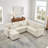 97" L-Shaped Upholstered Chenille Put-Out Sofa Bed Sectional with Storage Ottoman and 2 Pillows-1666063645