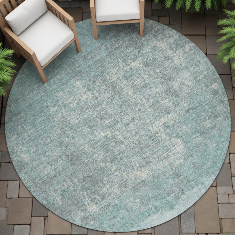 Machine Washable Indoor/Outdoor Eden ACN2214 Striped Rug, Round 8'