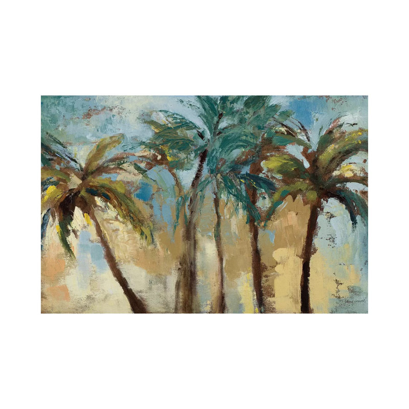 « Island Morning Palms » par Lanie Loreth, reproduction d’art encadrée, H 26 po x l 40 po x 1,5 po, Toile tendue