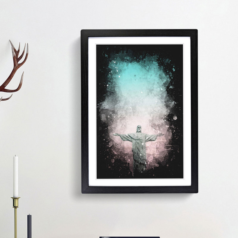 Corcovado in Rio de Janeiro Brazil - Framed Print, 33cm H x 24cm W x 2cm D, Black Framed