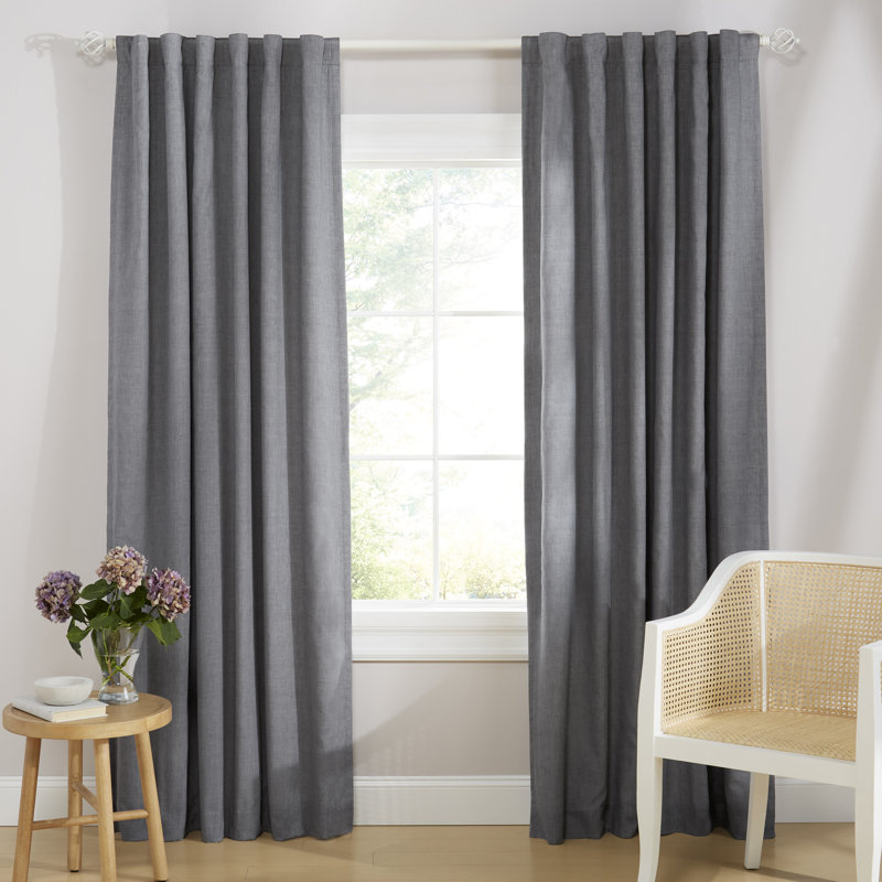 Lauren Ralph Lauren Tyler 100% Blackout Cotton Blend with Lining Back Tab/Rod Pocket Curtain Panel, 50" W x 84" L, Gray