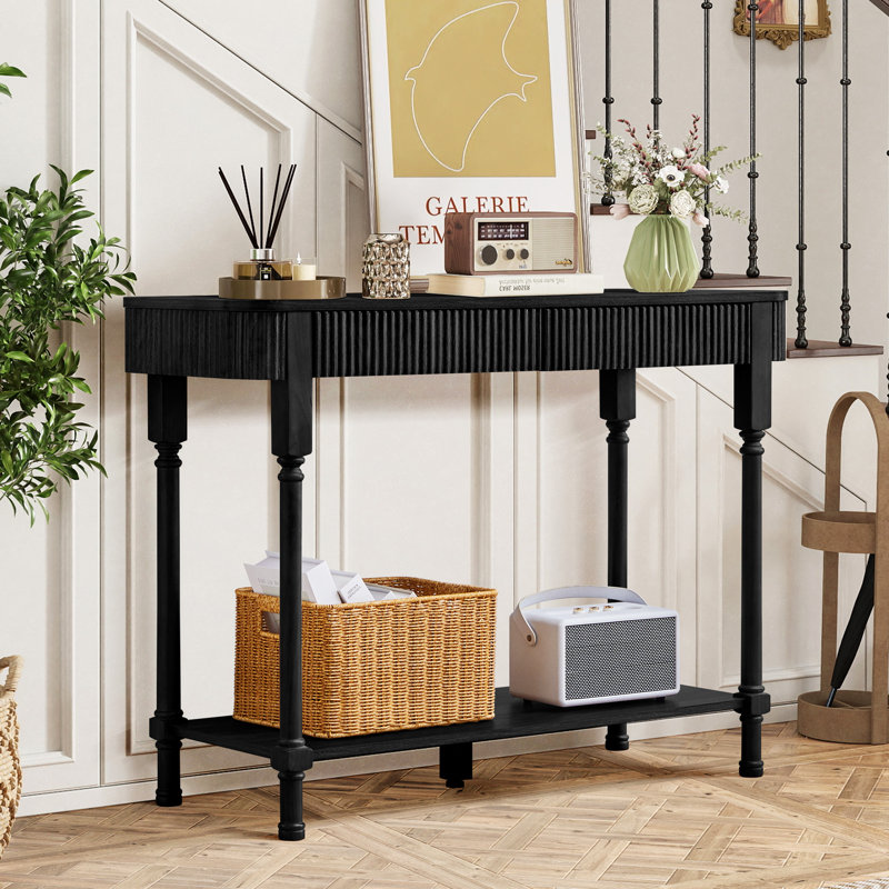 43.31'' Farmhouse Console Table, 31.49" H x 43.3" W x 15.74" D, Black