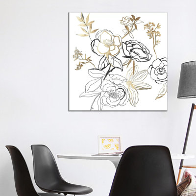 Black And Gold Florals by Asia Jensen - Wrapped Canvas Print