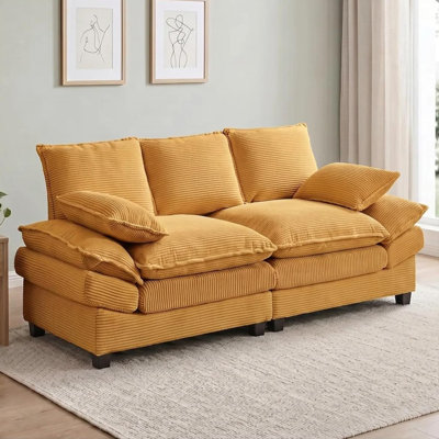 Canapé Ross 83 po Cloud, causeuse double en velours côtelé, causeuse 2 places 800 LBS pour salon, chambre, bureau, petit espace
