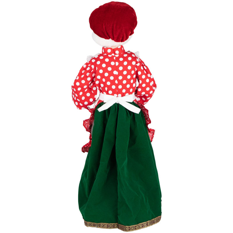 24" Animated Mrs. Claus with Gingerbread Cookie in Festive Attire
