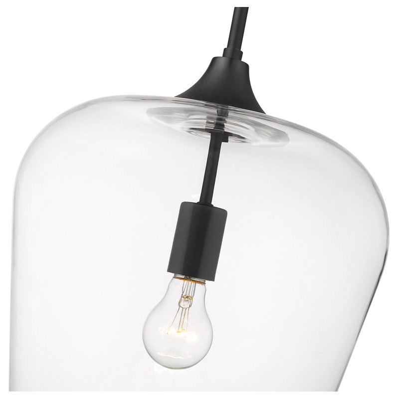 Luminaire suspendu en verre Dahlya, Noir mat, H 16,25 po x l 12 po x P 12 po