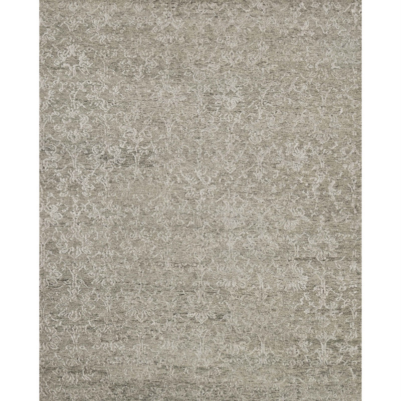 Cyrus Hand Knotted Viscose Damask Indoor Rug, Square 1'6"