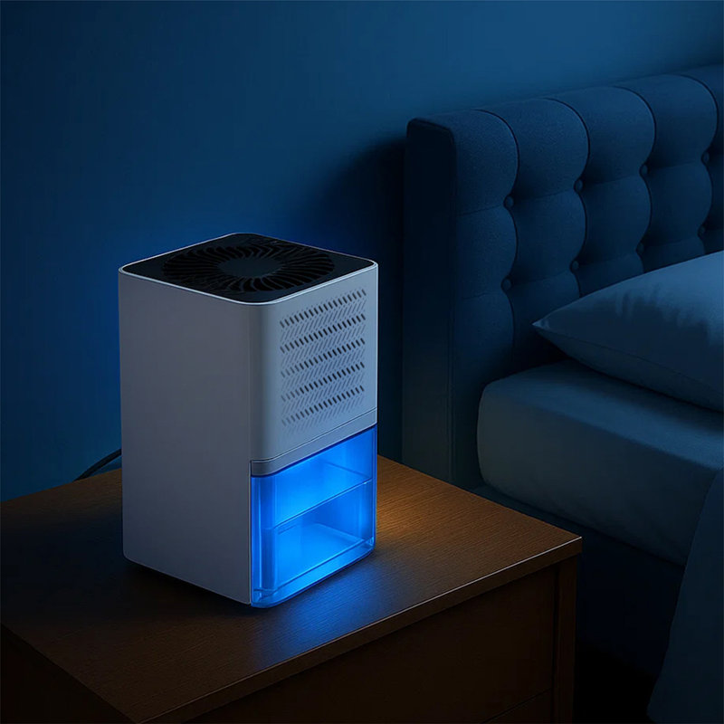 Portable Quiet Mini Dehumidifier Moisture Extraction 1L Tank LED Lights