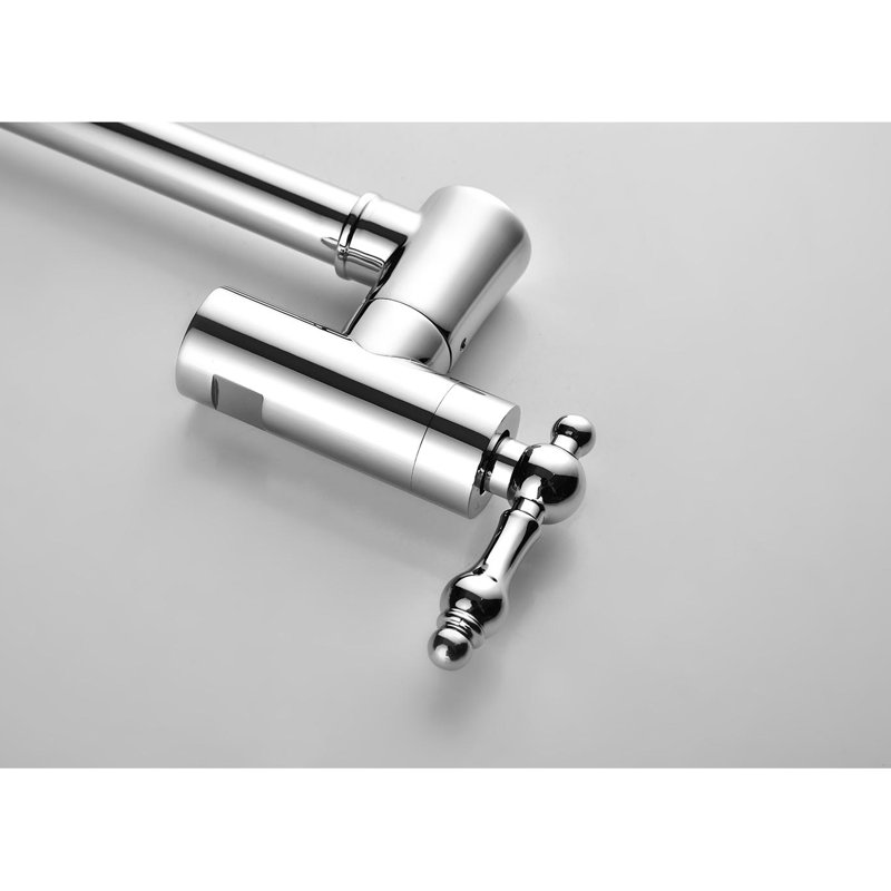Wall Mounted Pot Filler With Folding Arm And Double Handles, Finish, Brass, To Corrosion Leakage Mount Faucet, Made Of Corrosion Fingerprint- Surface
