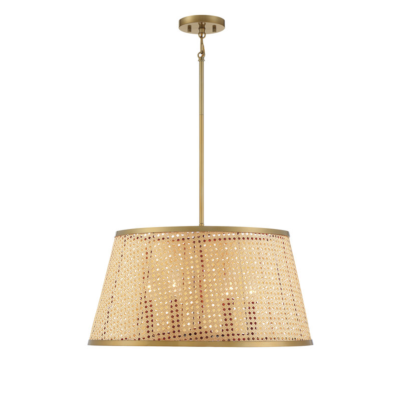 Luminaire suspendu 6 lumières Hampson en laiton naturel et bruni