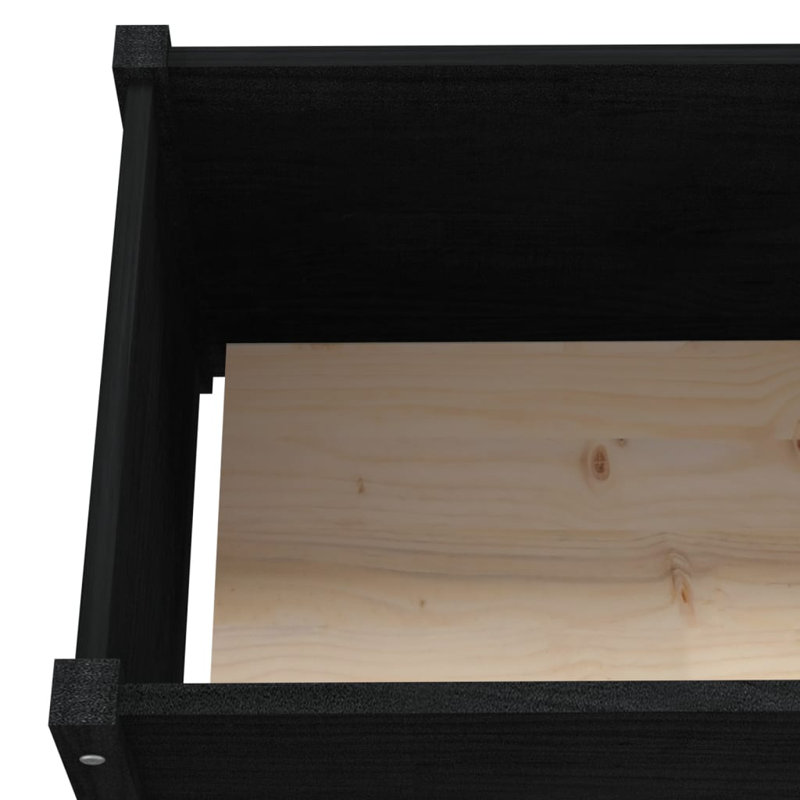 Wood Pot Planter, Black, 27.6" H x 78.7" W x 19.7" D