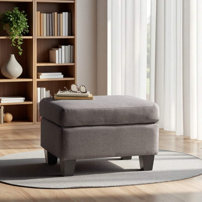 Upholstered Ottoman, Gray