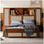 Lit simple en bois avec deux casiers de rangement, un tiroir et une tablette de rangement sur la tête de lit, lit plateforme multifonctionnel en rotin naturel-1866823254