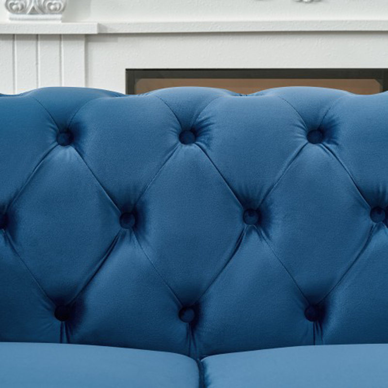 Canapé en tissu 87 po Chesterfield, H 29 po x l 87 po x P 33 po, Bleu