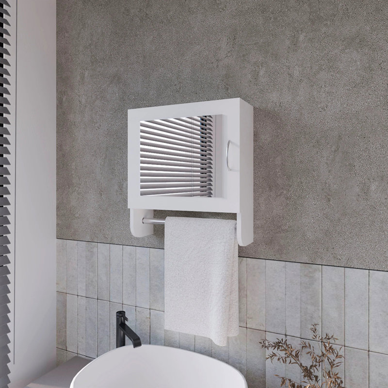 Medicine Cabinet With Towel Bar And Included Mirror, White