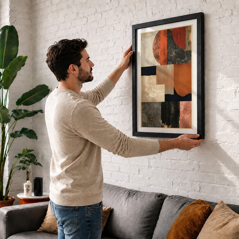 Rust and Geometry Industrial - Framed Print, Walnut, A1 - 84.1 x 59.4 cm