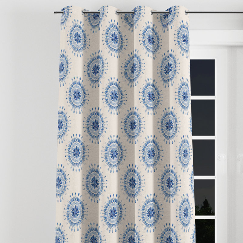 Rideaux de fenêtre abstraits - Rideau à œillets Baage Modern - 1 panneau, L 52 po x L 84 po, Œillets argentés