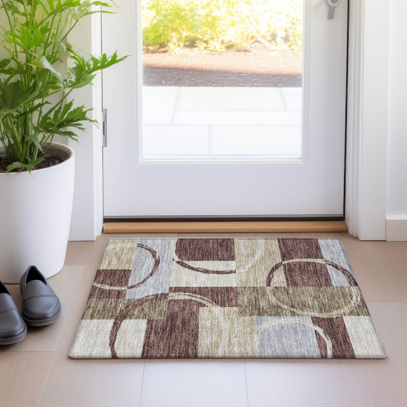 Tapis rectangulaire Aleh avec envers antidérapant, Rectangle 1 pi 8 po x 2 pi 6 po