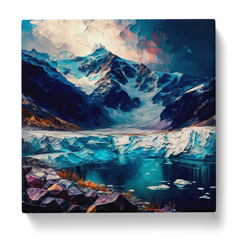 Glacier Palette Knife Painting - Wrapped Canvas, 35cm H x 35cm W x 3cm D