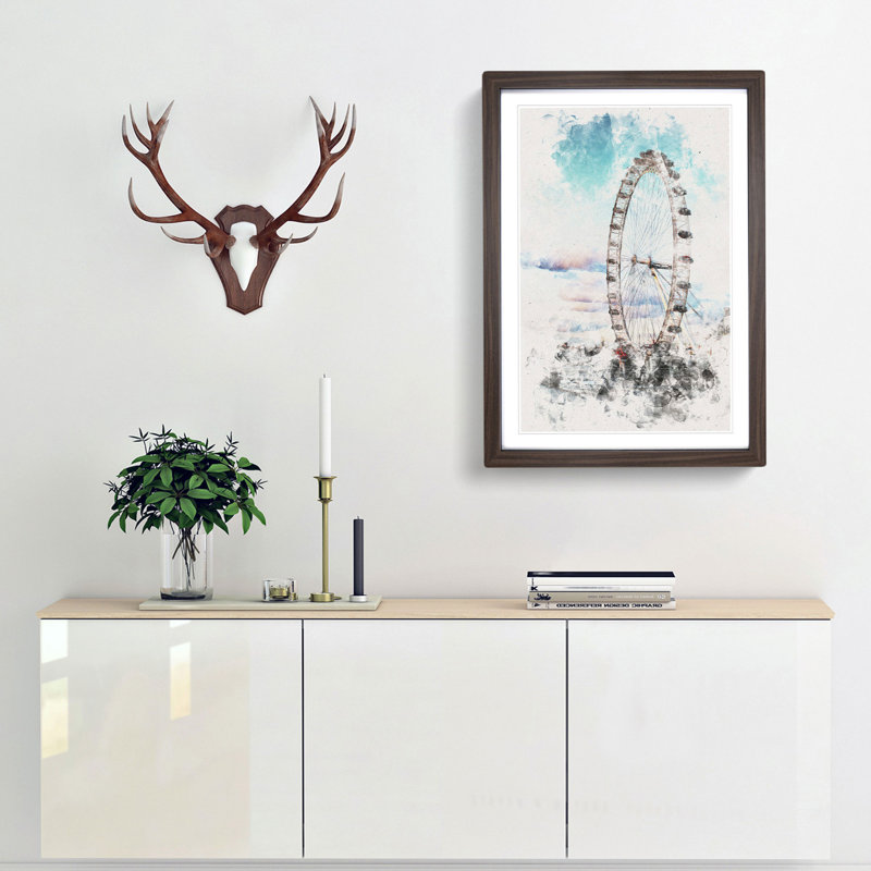 The London Eye - Framed Print, 63cm H x 45cm W x 2cm D, Walnut Framed
