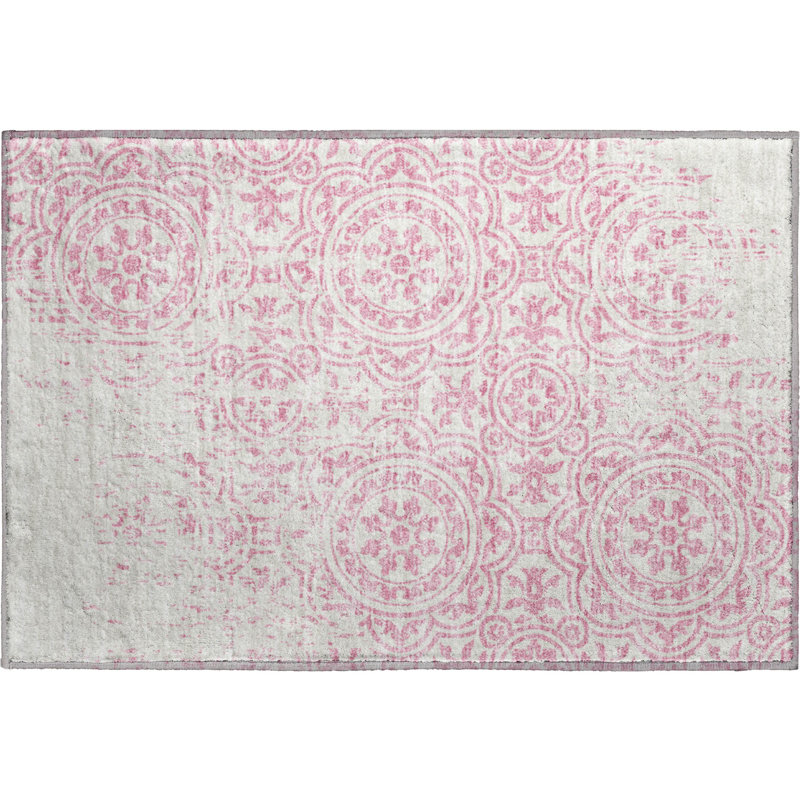 Premium Machine Washable Prisco Pink Rug, Rectangle 1'8" x 2'6"