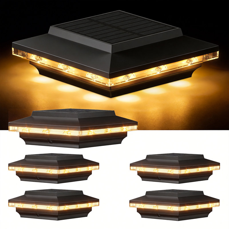 4x4 Solar Post Cap Lights Upgraded, Brighter And Extended Beam To Light Post Fence Deck With Warm/white Lights, Waterproof Outdoor Posts Solar Lights For Patio Porch Vinyl/wooden Posts