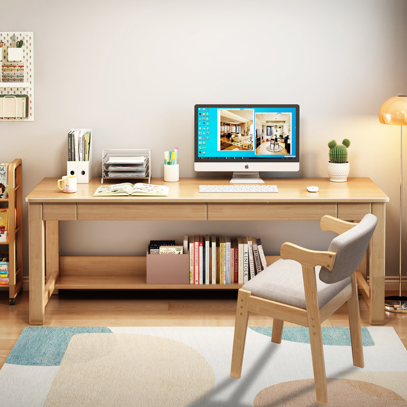 Poste de travail 63 "avec chaise, bureau d'écriture pour bureau personnel, Beige