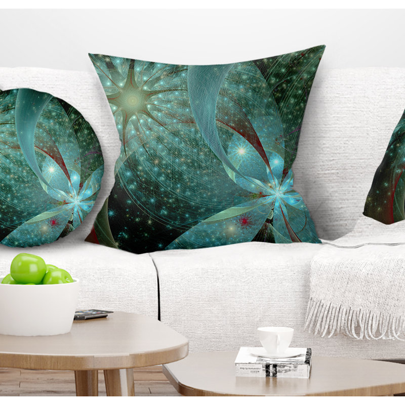 Coussin floral à fleur symétrique floral, 16 po x 1 po, Coussin décoratif