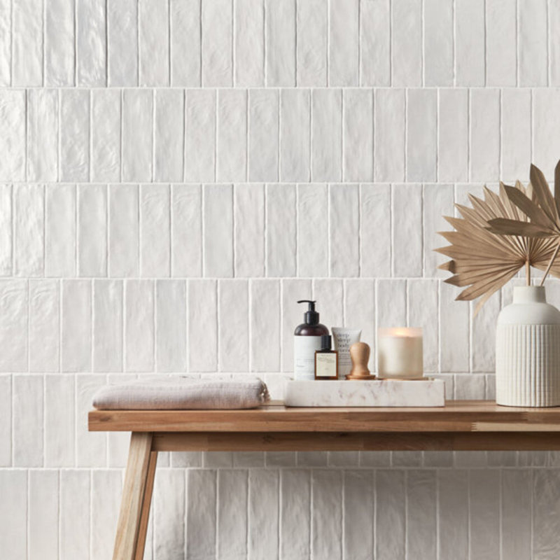 Montauk 2x8 Mixed Finish Ceramic Tile, Gin White