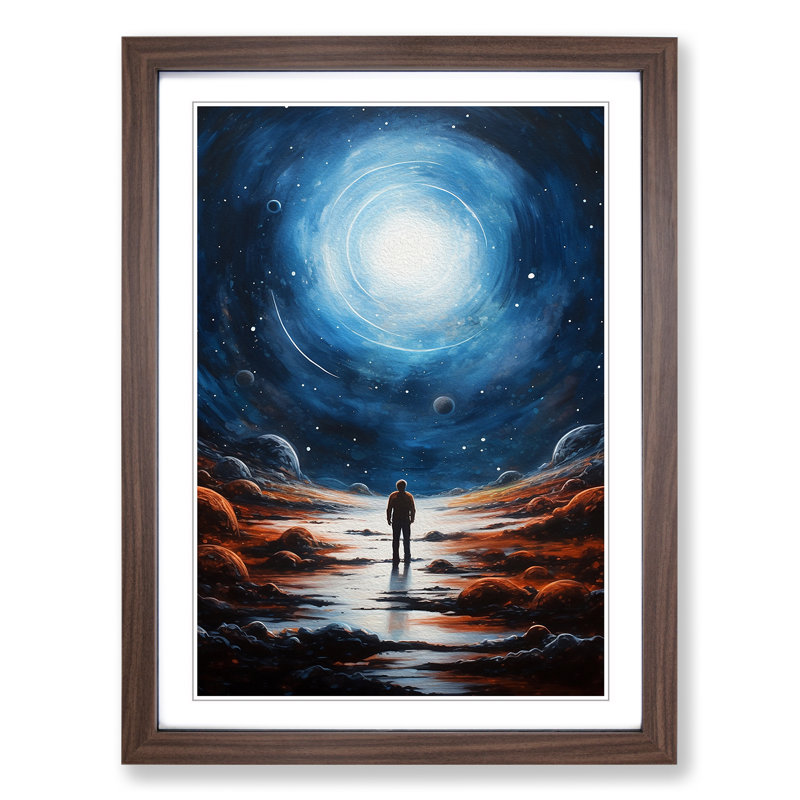 Galaxy Hard Edge Painting Art - Framed Print, Walnut Framed, 46cm H x 34cm W
