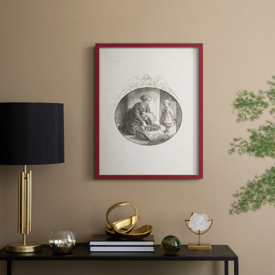 Reproduction encadrée vintage en bois massif