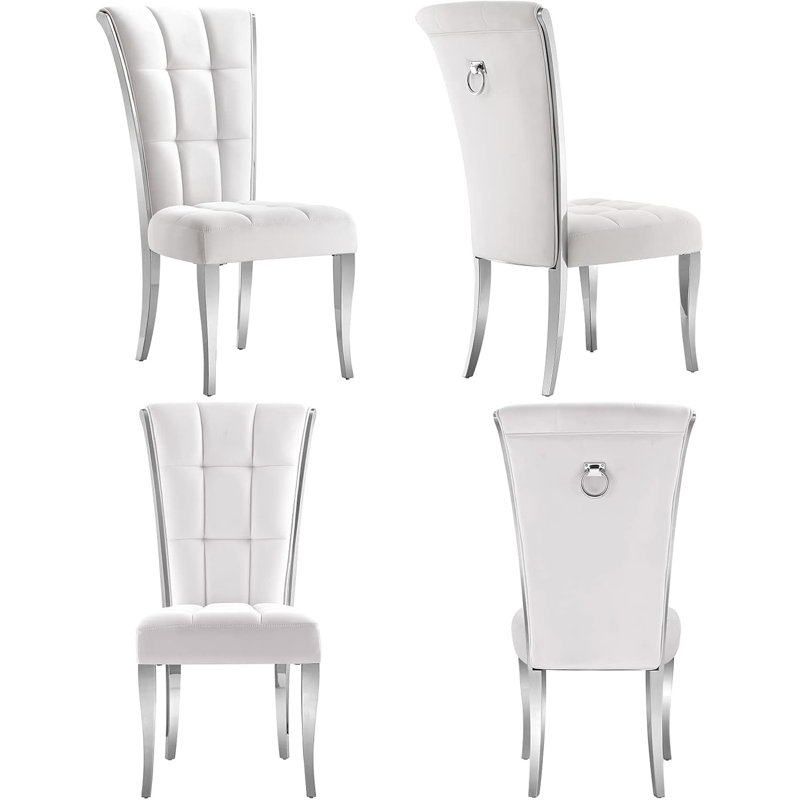 Chaise parsons en velours capitonné Mikito
