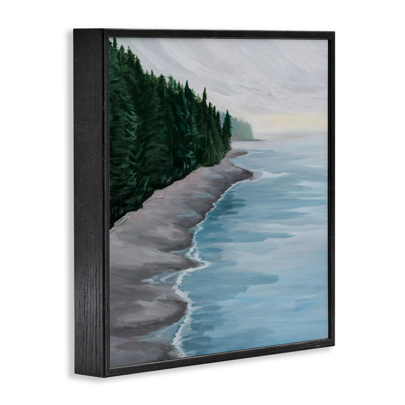 Vue côtière des arbres, estampe numérique, conception de Jelena Petric, Giclée encadrée noir minuit, H 24 po x l 24 po