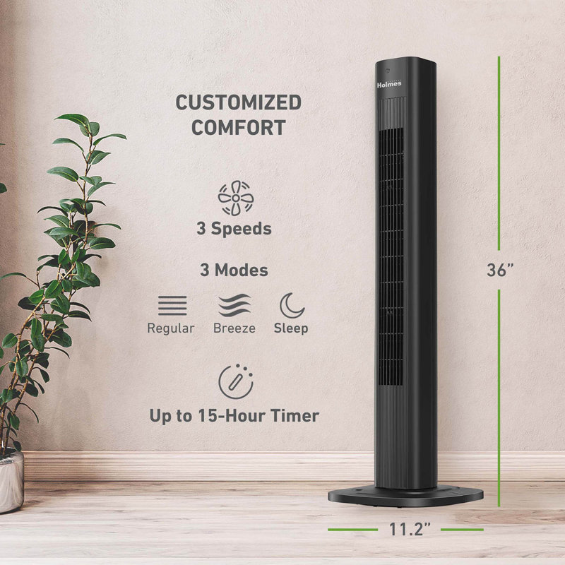 36" SmartConnect Wi-Fi Oscillating Digital Tower Fan, 3 Speeds, Remote Control