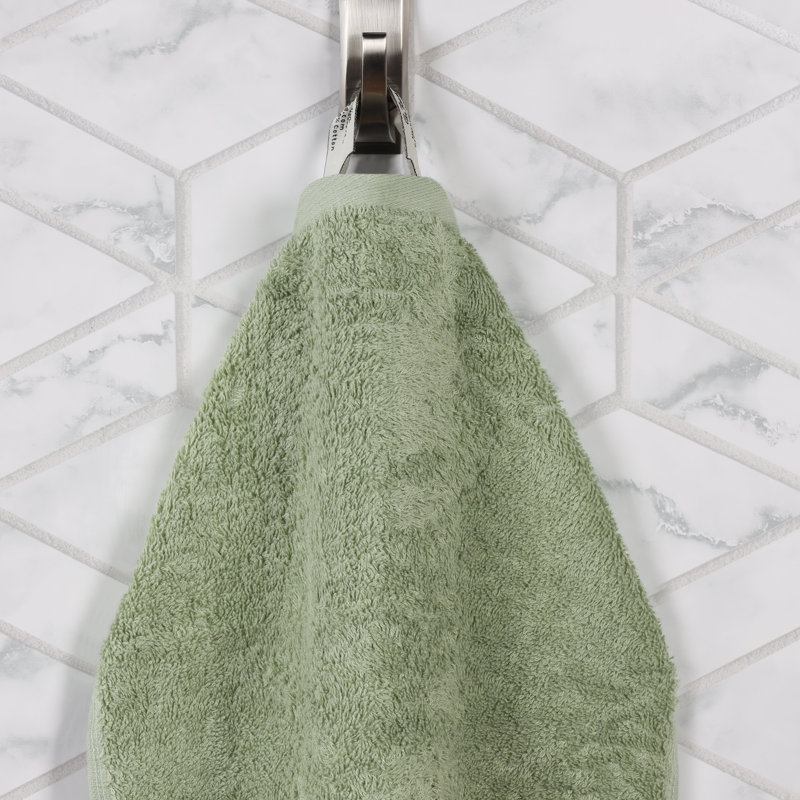 Rayon From Bamboo Cotton Blend Eco-Friendly Hypoallergenic Soft Solid Towel Set, 6 Piece Towel Set, Green