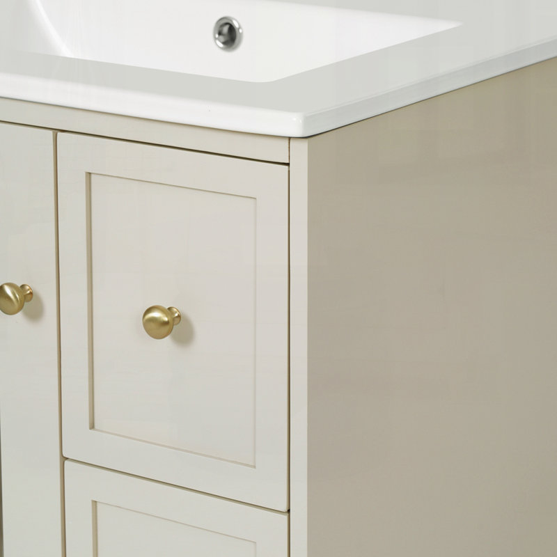 Meuble-lavabo 24 po avec lavabo en céramique, Beige