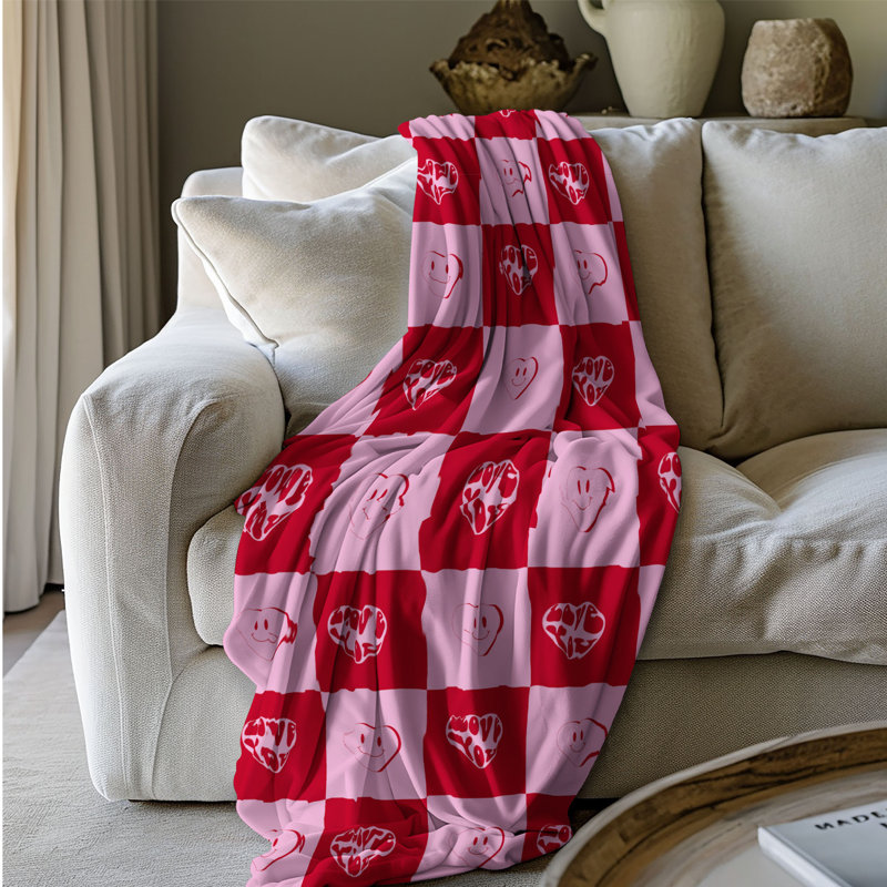 Cœur rétro - couverture Sherpa de qualité supérieure 1 pièce, L 50 po x L 60 po
